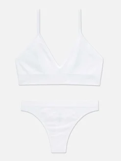 Triangel-Bralette-BH Und Tanga Im Nahtlosen Set