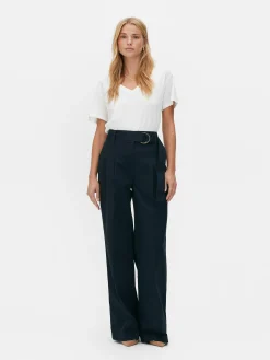 T-Shirt Aus Baumwollmischgewebe Mit V-Ausschnitt