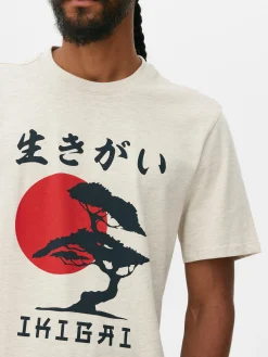 T-Shirt Mit Japanischem Baum Print