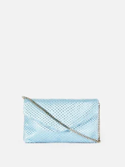 Umhängetasche Aus Netzstoff Mit Strasssteinen