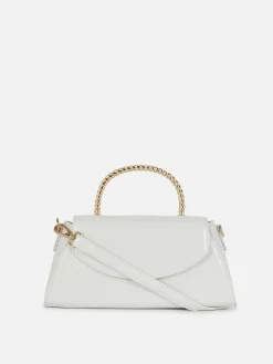 Umhängetasche In Kroko-Optik Mit Metallgriff