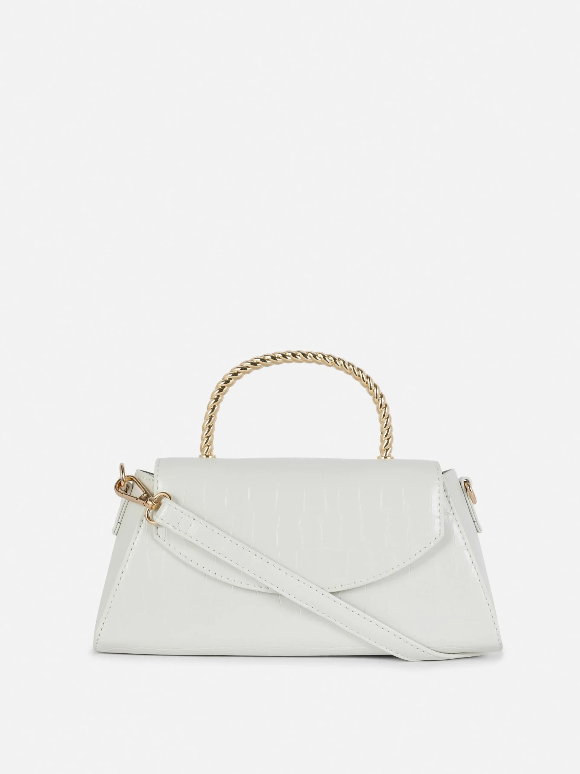 Umhängetasche In Kroko-Optik Mit Metallgriff