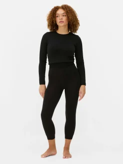 Verkürzte Samt-Leggings Mit Plüschfutter