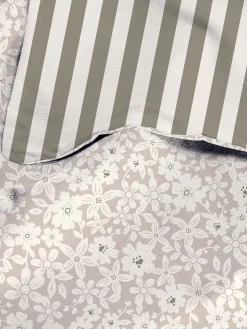 Wendebettwäsche Mit Blumen Und Streifen, Doppelbett