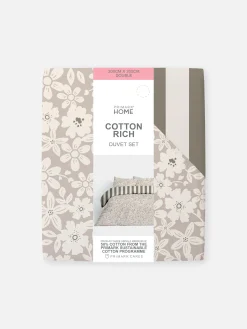 Wendebettwäsche Mit Blumen Und Streifen, Doppelbett