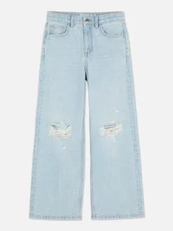 Zerrissene Denim-Jeans Mit Weitem Bein