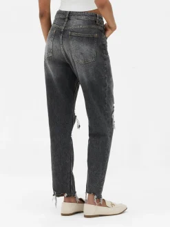 Zerrissene Mom-Jeans Aus Denim
