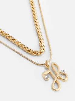 Zweireihige Halskette Mit Initialen-Anhänger